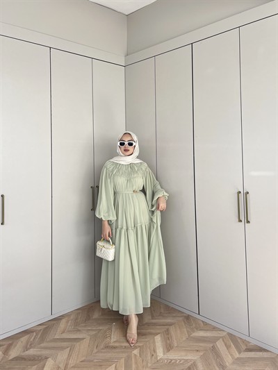 Meva Şifon Elbise - Çağla