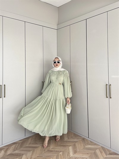 Meva Şifon Elbise - Çağla