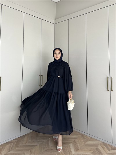 Meva Şifon Elbise - Lacivert(ÖN SİPARİŞ)