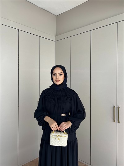 Meva Şifon Elbise - Lacivert(ÖN SİPARİŞ)