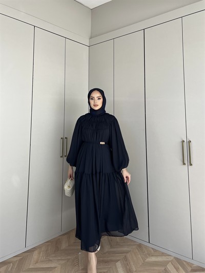 Meva Şifon Elbise - Lacivert(ÖN SİPARİŞ)