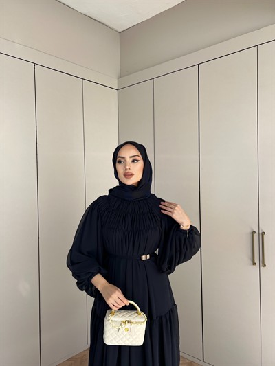 Meva Şifon Elbise - Lacivert(ÖN SİPARİŞ)