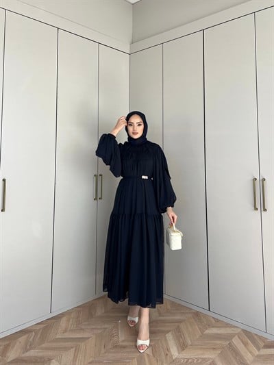 Meva Şifon Elbise - Lacivert(ÖN SİPARİŞ)