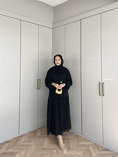 Meva Şifon Elbise - Siyah (ÖN SİPARİŞ)