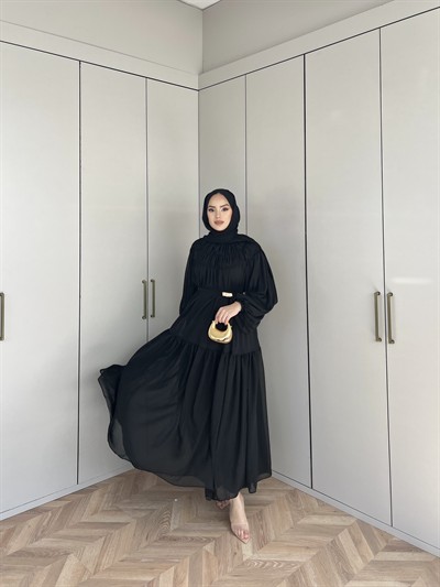 Meva Şifon Elbise - Siyah (ÖN SİPARİŞ)