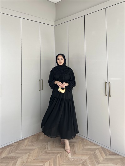 Meva Şifon Elbise - Siyah (ÖN SİPARİŞ)