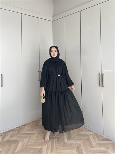 Meva Şifon Elbise - Siyah (ÖN SİPARİŞ)