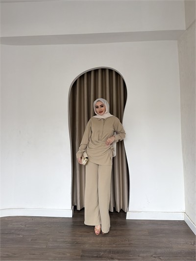 Mevla Bağlamalı Takım - Krem