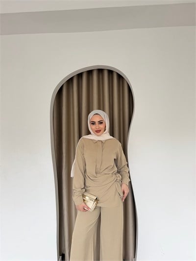 Mevla Bağlamalı Takım - Krem