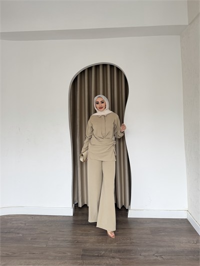 Mevla Bağlamalı Takım - Krem