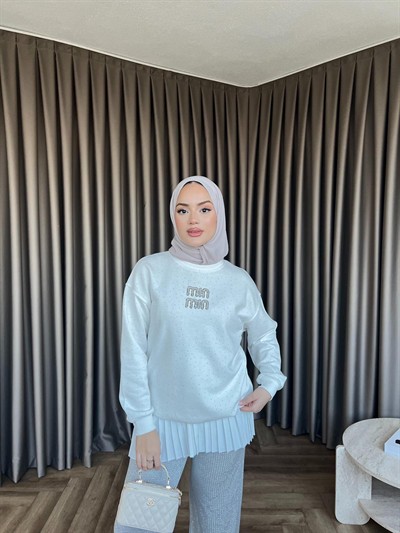 Mın Taşlı Sweat - Beyaz