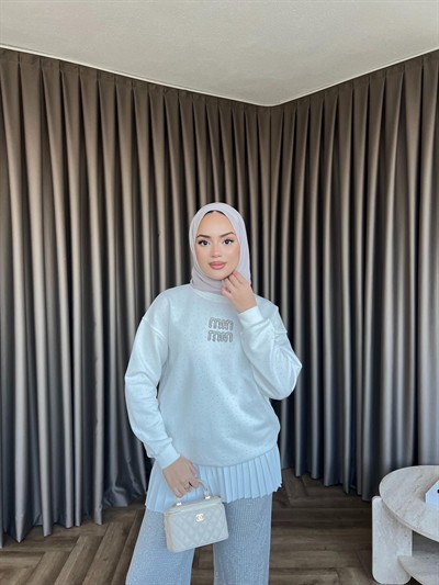 Mın Taşlı Sweat - Beyaz