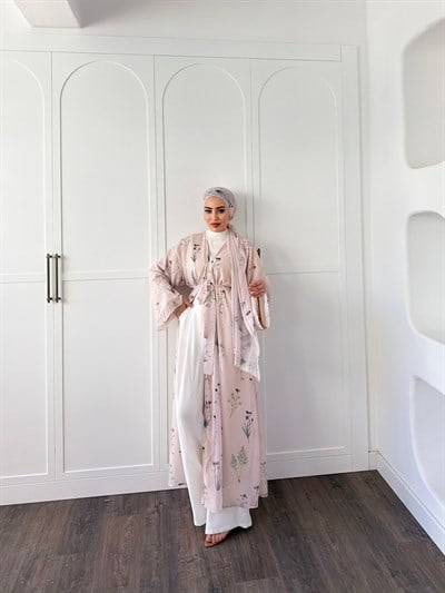 Mirsa Abaya Şal hediyeli - Pudra