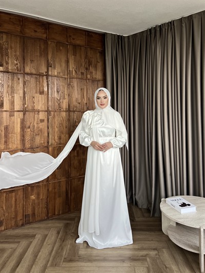 Moila Saten Elbise - Beyaz