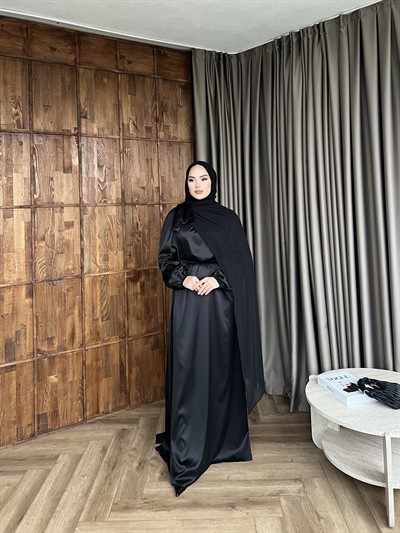 Moila Saten Elbise - Siyah