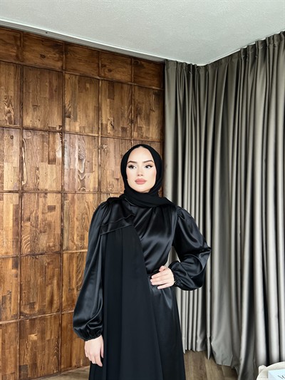Moila Saten Elbise - Siyah