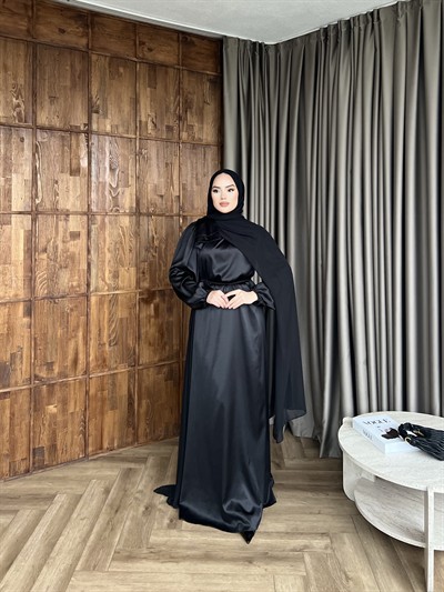 Moila Saten Elbise - Siyah