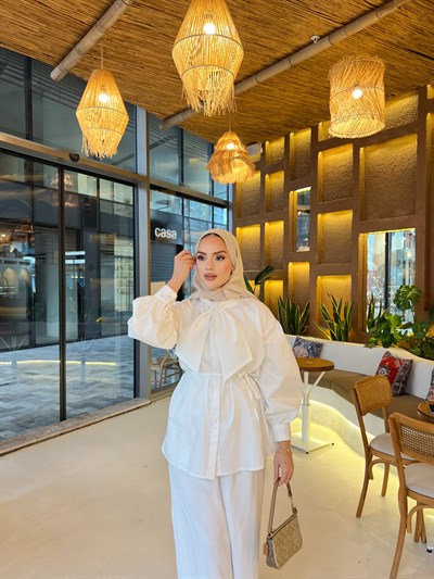 Molla Fiyonk Gömlek - Beyaz ÖN SİPARİŞ