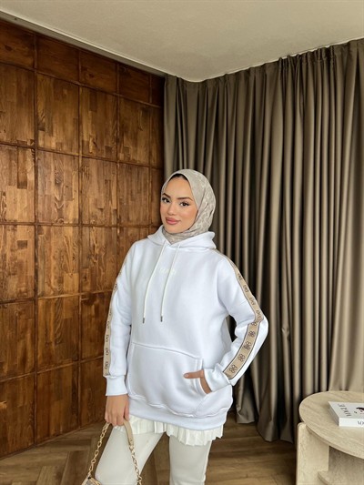 Muadil Cepli Sweat - Beyaz