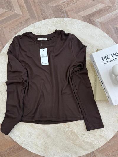 Muadil Düz Uzun Parmak Geçirmeli İçlik - Kahve