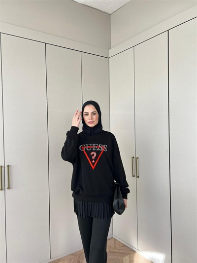 Muadil ? Kırmızı Detaylı Sweat - Siyah