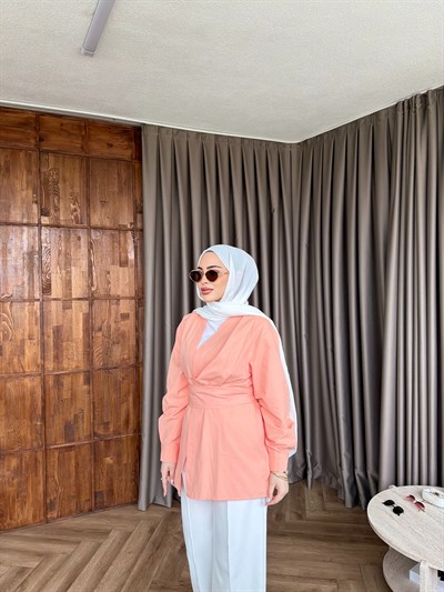 Muzi Bağlamalı Gömlek - Oranj