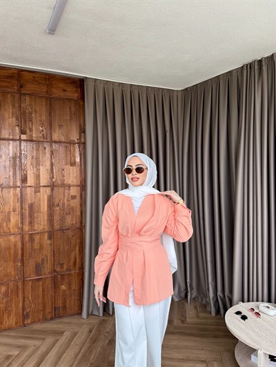 Muzi Bağlamalı Gömlek - Oranj