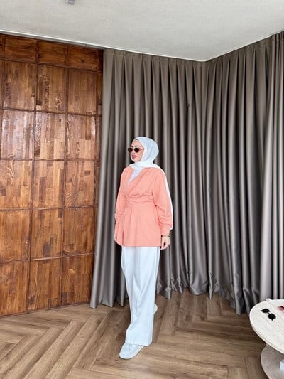 Muzi Bağlamalı Gömlek - Oranj