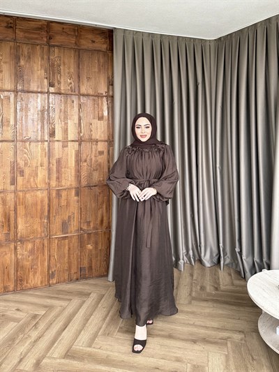 Nesrin Papatya Elbise - Kahve