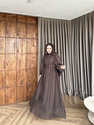 Nesrin Papatya Elbise - Kahve