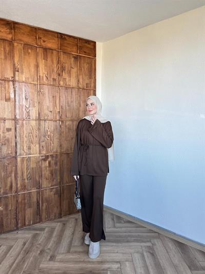 Nessa Bağlamalı Takım Kahverengi