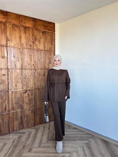 Nessa Bağlamalı Takım Kahverengi