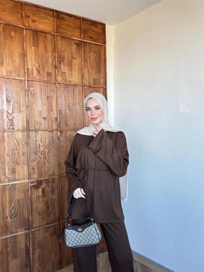 Nessa Bağlamalı Takım Kahverengi