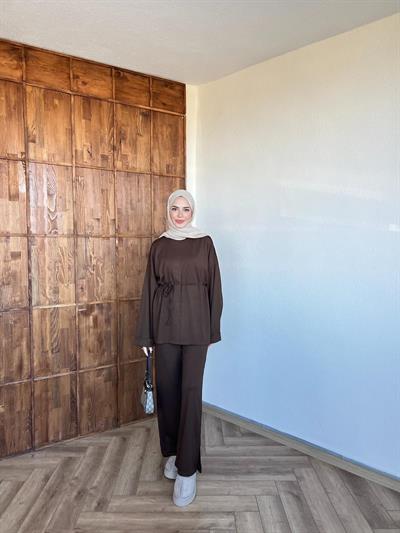 Nessa Bağlamalı Takım Kahverengi