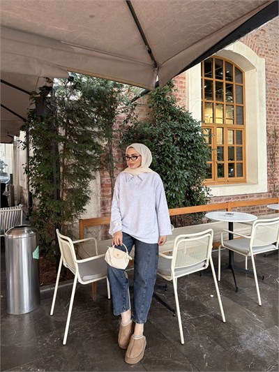 Niva Ön Düğmeli Tunik - Gri