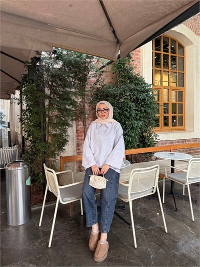 Niva Ön Düğmeli Tunik - Gri