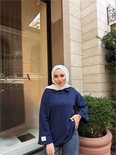 Niva Ön Düğmeli Tunik - Lacivert