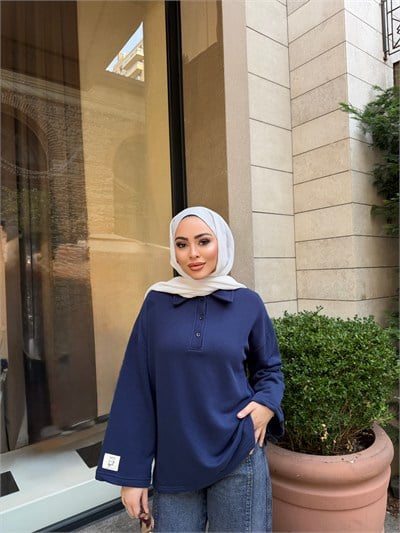 Niva Ön Düğmeli Tunik - Lacivert