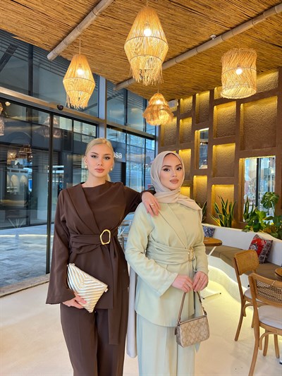 Nora Kemer Detaylı Takım - Kahve(ÖN SİPARİŞ )