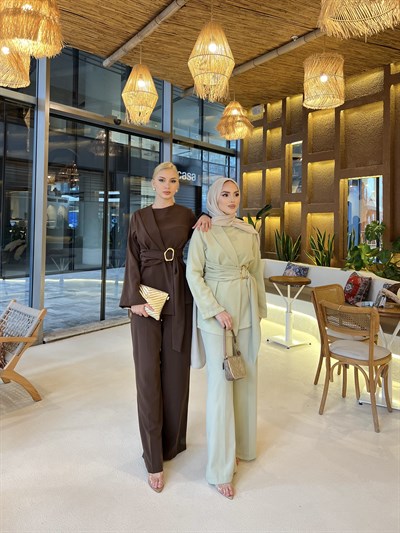 Nora Kemer Detaylı Takım - Kahve(ÖN SİPARİŞ )