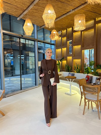 Nora Kemer Detaylı Takım - Kahve(ÖN SİPARİŞ )