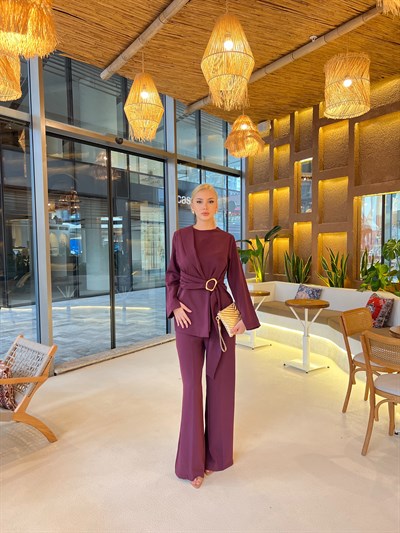 Nora Kemer Detaylı Takım - Mürdüm