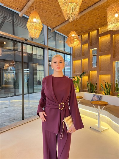 Nora Kemer Detaylı Takım - Mürdüm