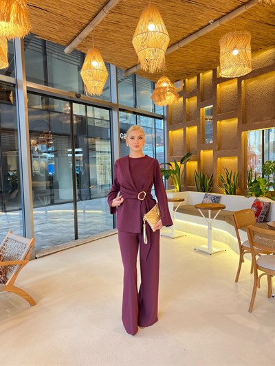 Nora Kemer Detaylı Takım - Mürdüm