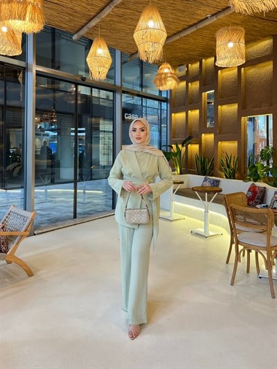 Nora Kemer Detaylı Takım - Yeşil  ÖN SİPARİŞ 