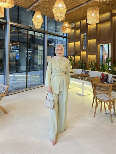 Nora Kemer Detaylı Takım - Yeşil  ÖN SİPARİŞ 