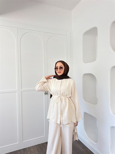 Nurse Keten Takım - Krem