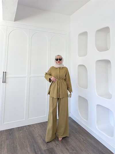 Nurse Keten Takım - Yağ Yeşil