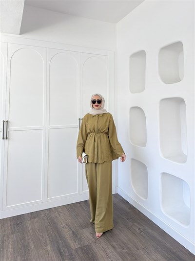 Nurse Keten Takım - Yağ Yeşil