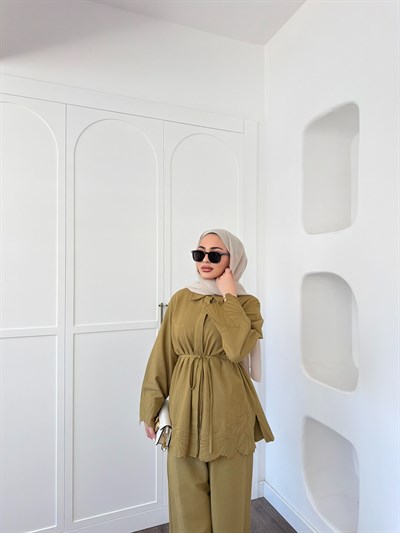 Nurse Keten Takım - Yağ Yeşil